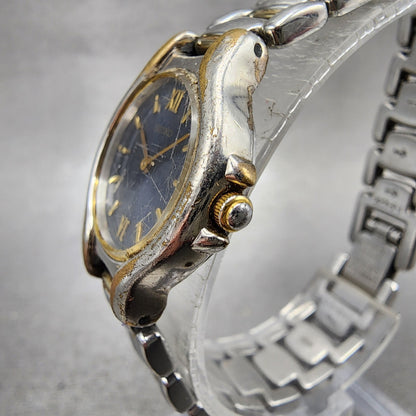 Seiko Watch Women 23mm Blue Dial Two Tone Round Vintage 1n001f10 New Battery1