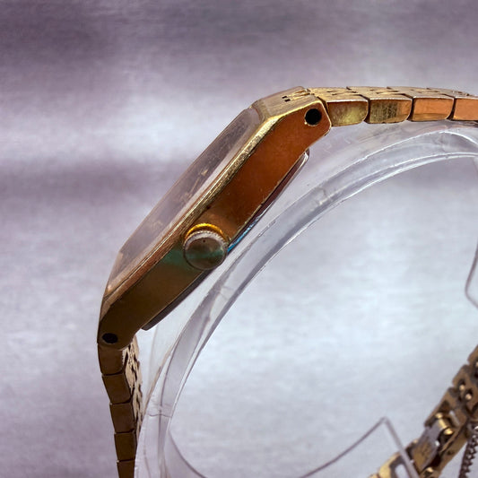 Seiko Tank Watch Women 14mm Brown Dial Gold Tone Rectangle 1320-5019 New Battery2