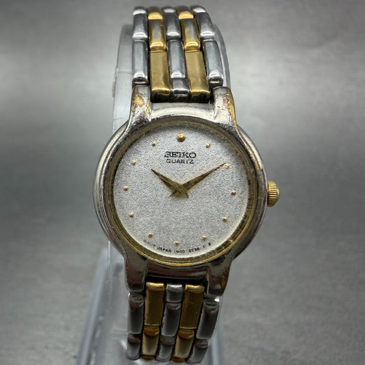 Seiko Watch Women 20mm Silver Dial Two Tone Round Vintage 1N00-0G69 New Battery30