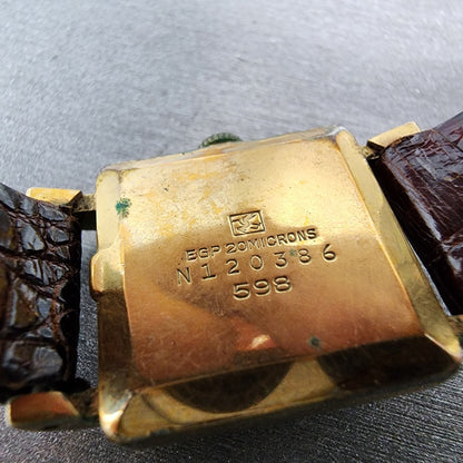 Seiko Solar Tank Watch Women 20mm Silver Dial Gold Plated 19 J 598 PARTS10