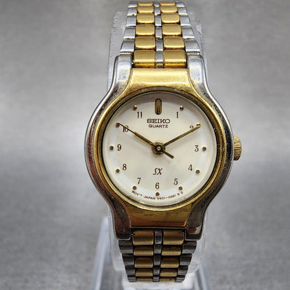 Seiko SX Watch Women 19mm Cream Dial Two Tone Round V4010281 New Battery VTG0