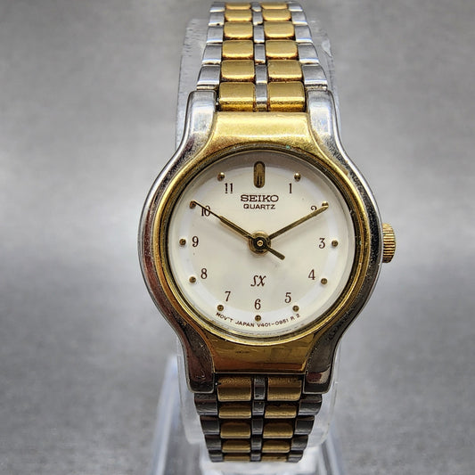 Seiko SX Watch Women 19mm Cream Dial Two Tone Round V4010281 New Battery VTG0