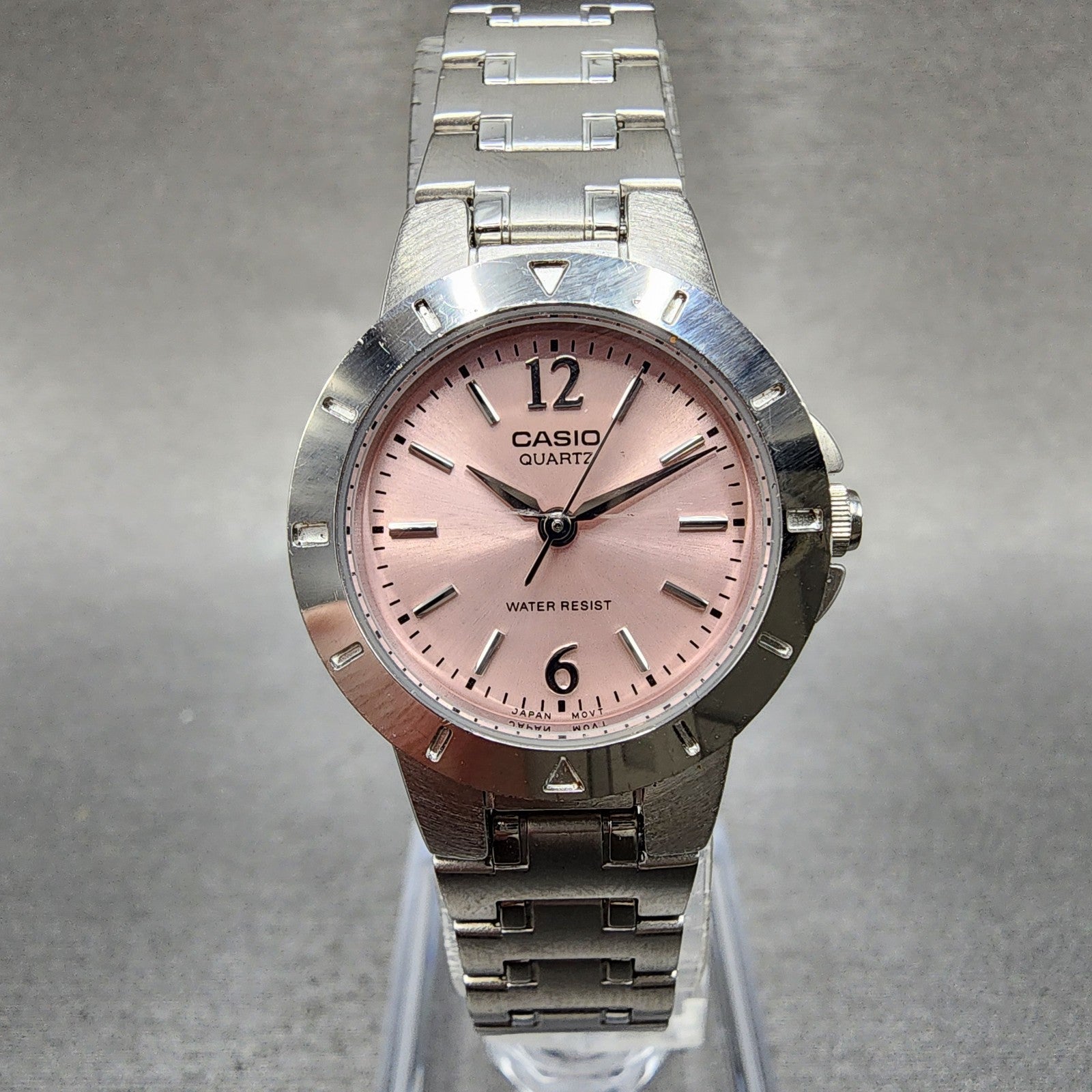 Casio Watch Women 24mm Pink Dial Silver Tone Round LTP1177 New Battery0