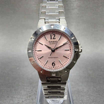 Casio Watch Women 24mm Pink Dial Silver Tone Round LTP1177 New Battery0