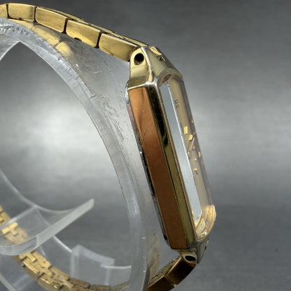 Seiko Watch Women 12mm Champagne Dial Gold Tone Rectangle 2E20-5179 New Batt IJI3