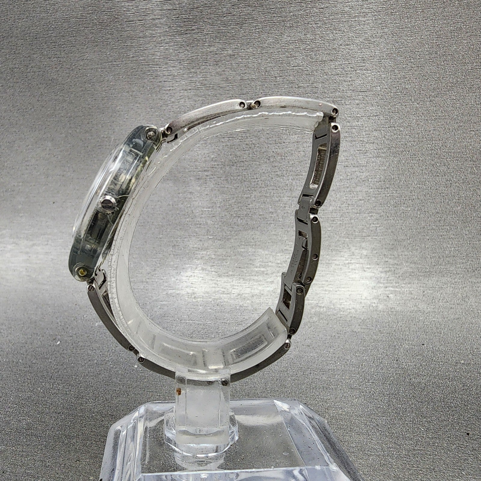 Swatch Watch Women 25mm Silver Dial Clear Case Round New Battery VTG6