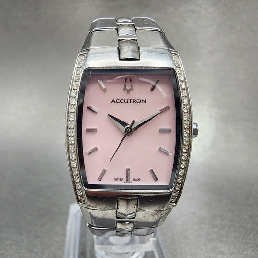 Bulova Accutron Watch Women 22mm MOP Dial Steel NO BACK !!!! 26R33 New Battery