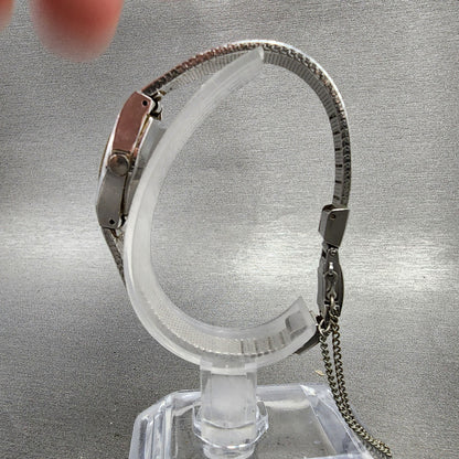Seiko Watch Women 18mm Black Dial Silver Tone Round 160219 New Battery VTG6