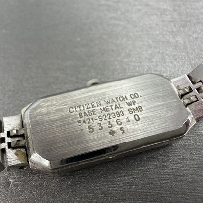 Citizen CQ Tank Watch Women 13mm Silver Dial Silver Tone Rectangle New BatteryAb9