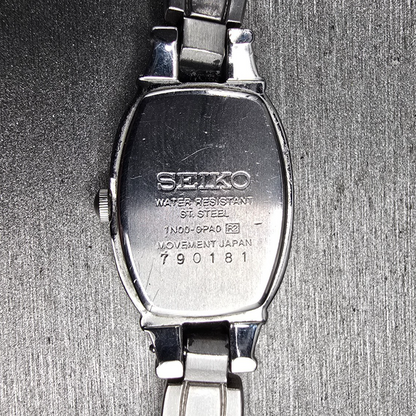Seiko Watch Women 16mm Silver Dial Silver Tone Rectangle 1N00-0PA0 New Battery10