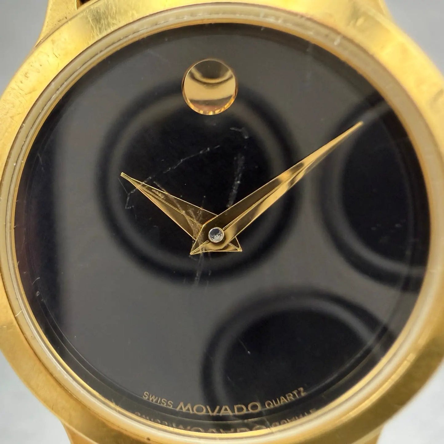 Movado Museum Watch Women 26mm Black dial Gold Tone 87-EA-0814 New Battery VTG1