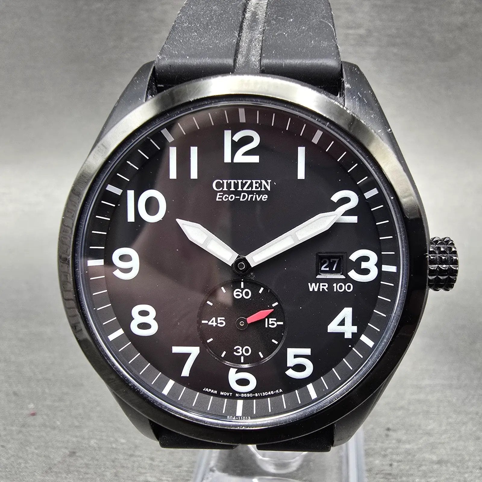 Citizen Eco-Drive Watch Men Black Dial Black Toine Date B690-S077648 Runs0