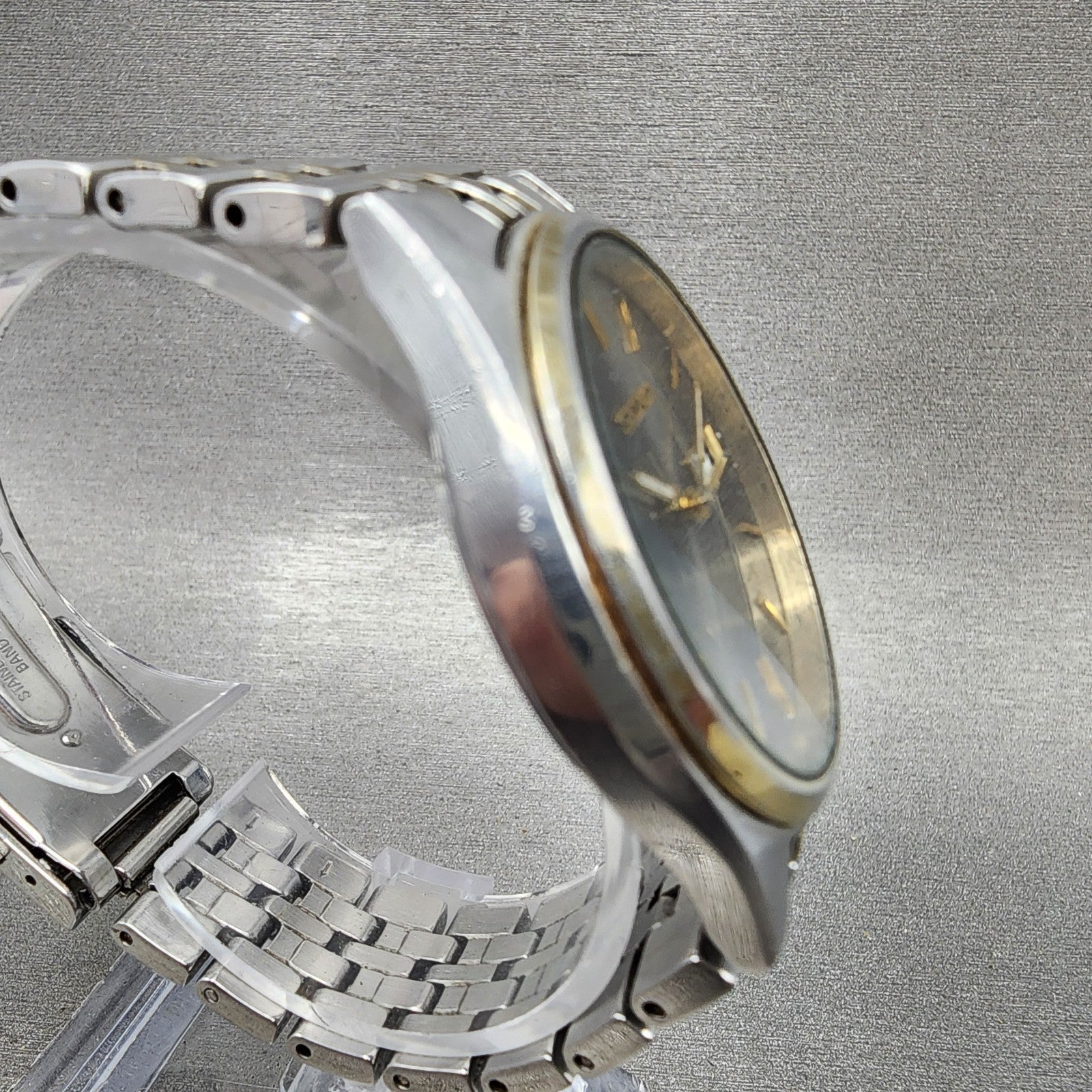 Seiko Watch Men 37mm Gray Dial Two Tone Daydate Round 7N439048 New Battery4