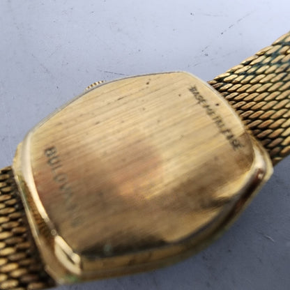 VTG Bulova Accutron Watch Women Gold Tone Gold Dial Diamond Bezel New Battery
