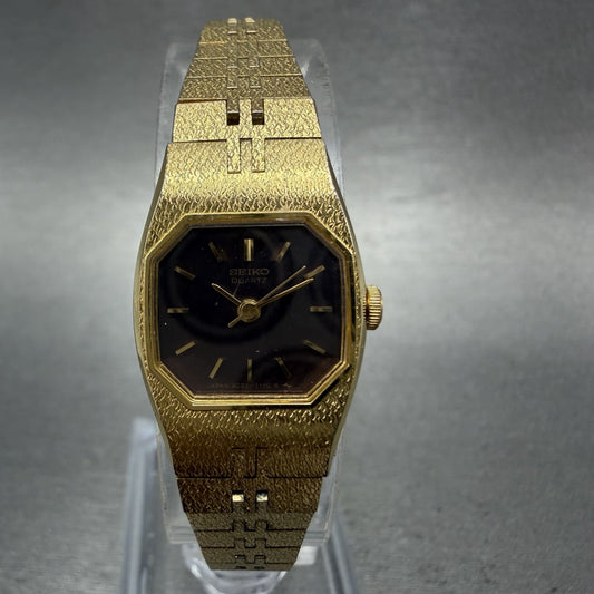 Seiko Watch Women 16mm Brown Dial Gold Tone Octagon 2C215470 New Battery0