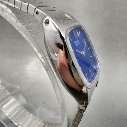 Seiko Watch Women 16mm Blue Dial Silver Tone Rectangle 165009 New Battery3