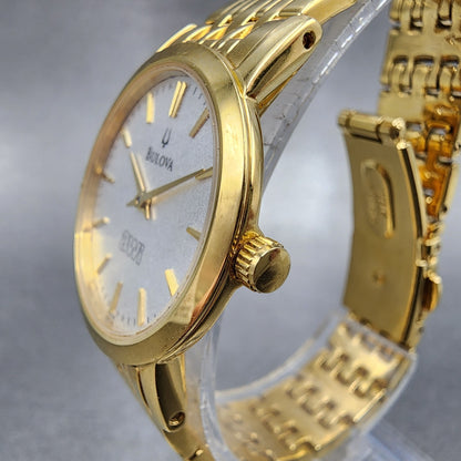 Bulova Watch Women 27mm Silver Dial Gold Tone Round 97L116 New Battery2
