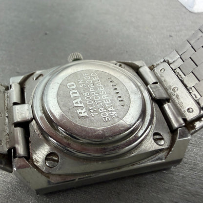 Rado Diastar Watch Men 30mm Black Dial Tungsten Case Date Rectangle New Battery10