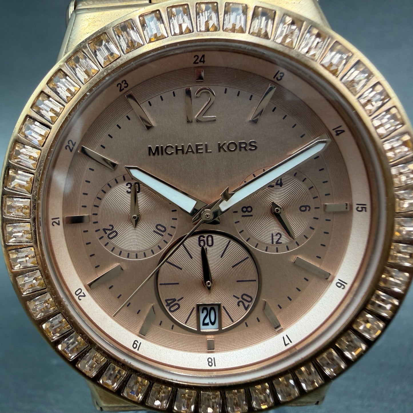 Michael Kors Dylan Chrono Watch Women 42mm Pink Dial Rose Gold MK-5412 New Batt1