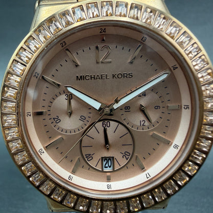 Michael Kors Dylan Chrono Watch Women 42mm Pink Dial Rose Gold MK-5412 New Batt1