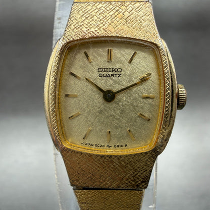 Seiko Watch Women 16mm Champagne Dial Gold Tone 2C20-5389 New Battery Vintage1