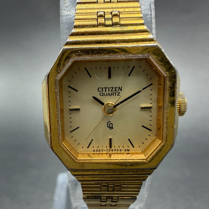 Citizen CQ Watch Women 19mm Champagne Dial Gold Tone 4031-892721 New Battery1