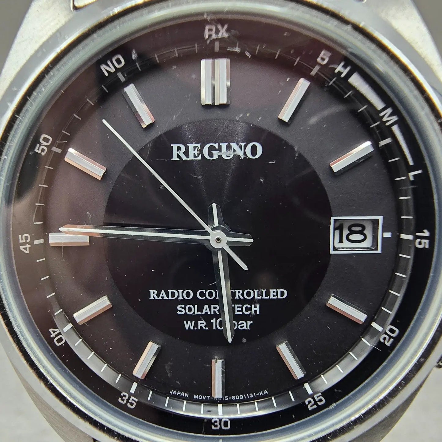 Citizen Reguno Watch Men 38mm Black Dial Steel Solar Radio Controlled Round Runs2