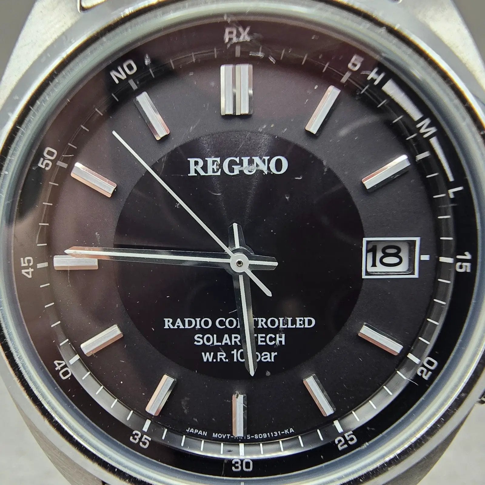 Citizen Reguno Watch Men 38mm Black Dial Steel Solar Radio Controlled Round Runs2