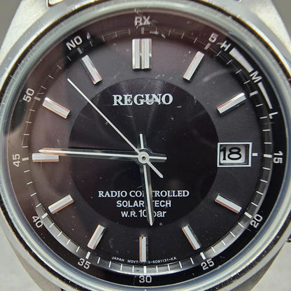 Citizen Reguno Watch Men 38mm Black Dial Steel Solar Radio Controlled Round Runs2