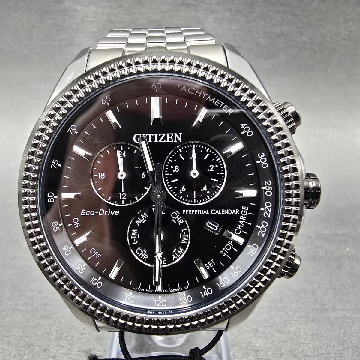 Citizen Eco-Drive Chronograph Watch Men 45mm Black Dial Steel Perpetual Calendar0