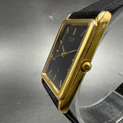 Citizen CQ Tank Watch Unisex 23mm Black Dial Gold Tone 6031-K04018 PARTS Vintage3