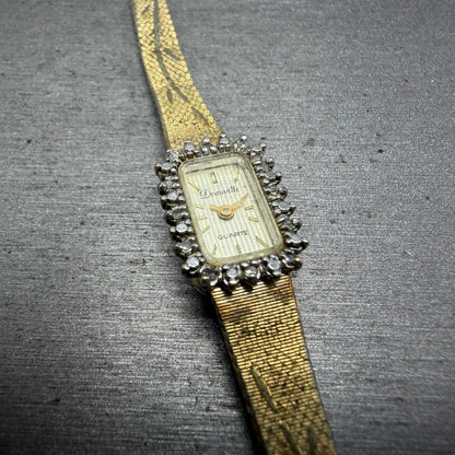 Armitron Deauville Watch Women 12mm Gold Tone Diamond Bezel BROKEN!! New Battery7