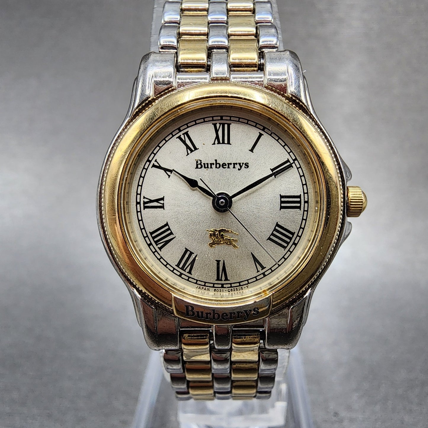 Burberry Watch Women 24mm Silver Dial Two Tone Round 6031G13435 New Battery0