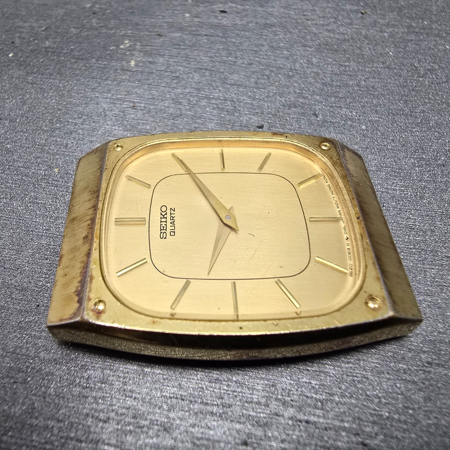 Seiko Tank Watch Men 28mm Champagne Dial Gold Tone Rectangle 8620-5029 PARTS VTG4