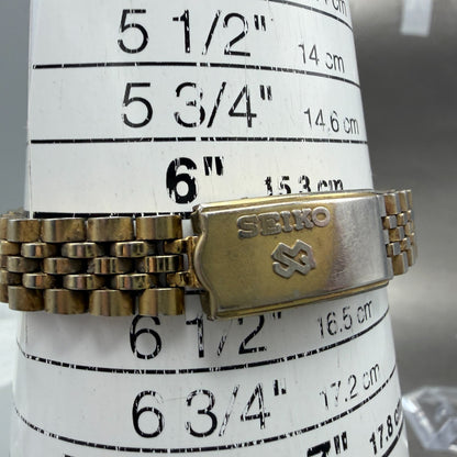 Seiko SQ Watch Women 24mm Black Dial Gold Tone Daydate 3E23-0A69 New Battery ABF10