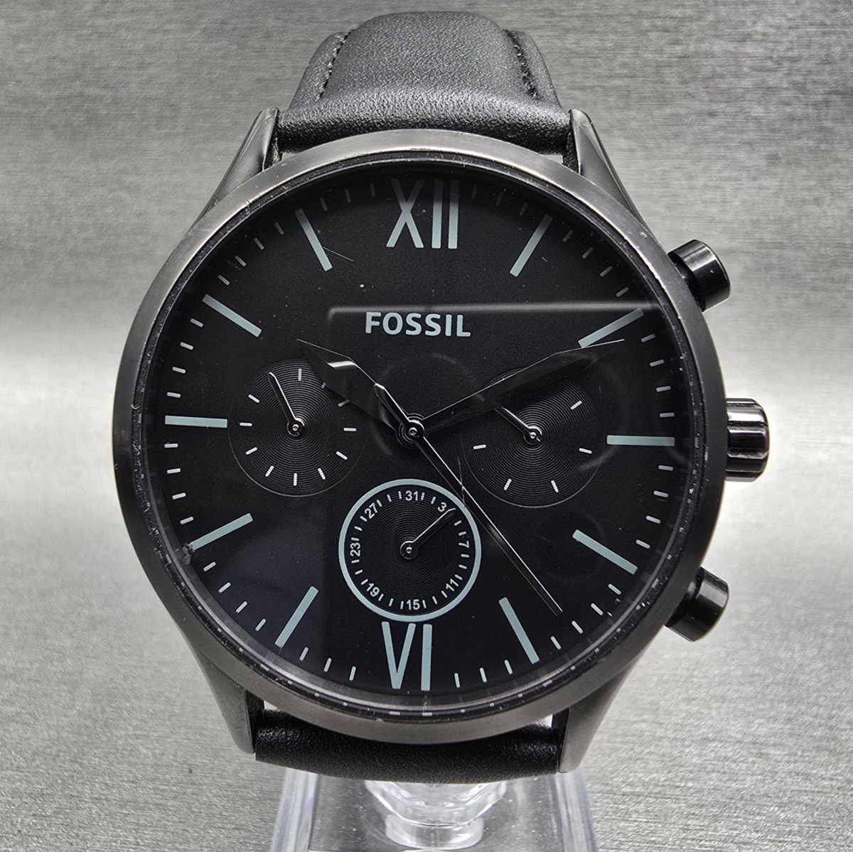Fossil Fenmore Watch Men 44mm Black Dial Black Tone Chronograph BQ2364 New Batt0