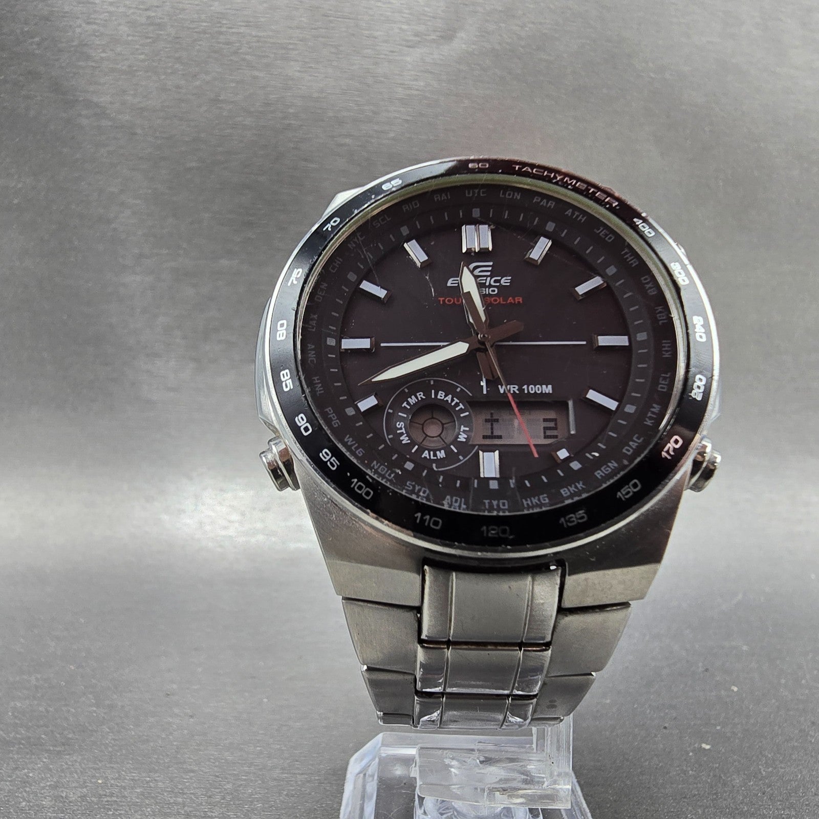 Casio Edifice EFA-134 Watch Men 44mm Black Dial Steel Alarm Chronograph Works5