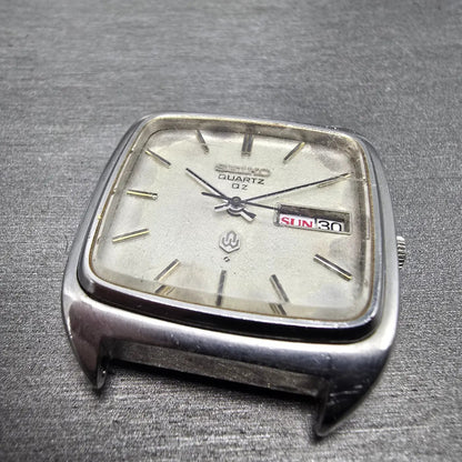 Seiko QZ Watch Men 34mm White Dial Steel Daydate 0923-5000 JDM VTG PARTS3