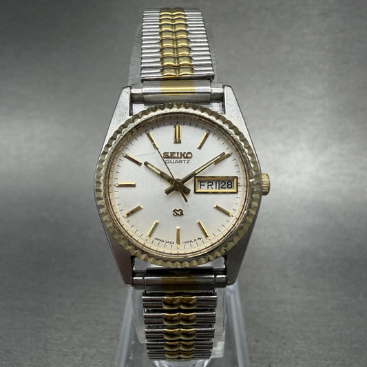 Seiko SQ Watch Women 25mm Silver Dial Two Tone Daydate Round 2A23-0039 NewBat0