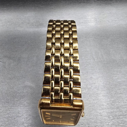 Seiko Watch Men 27mm Champagne Dial Gold Date Rectangle 7N39-5A39 New Batt94