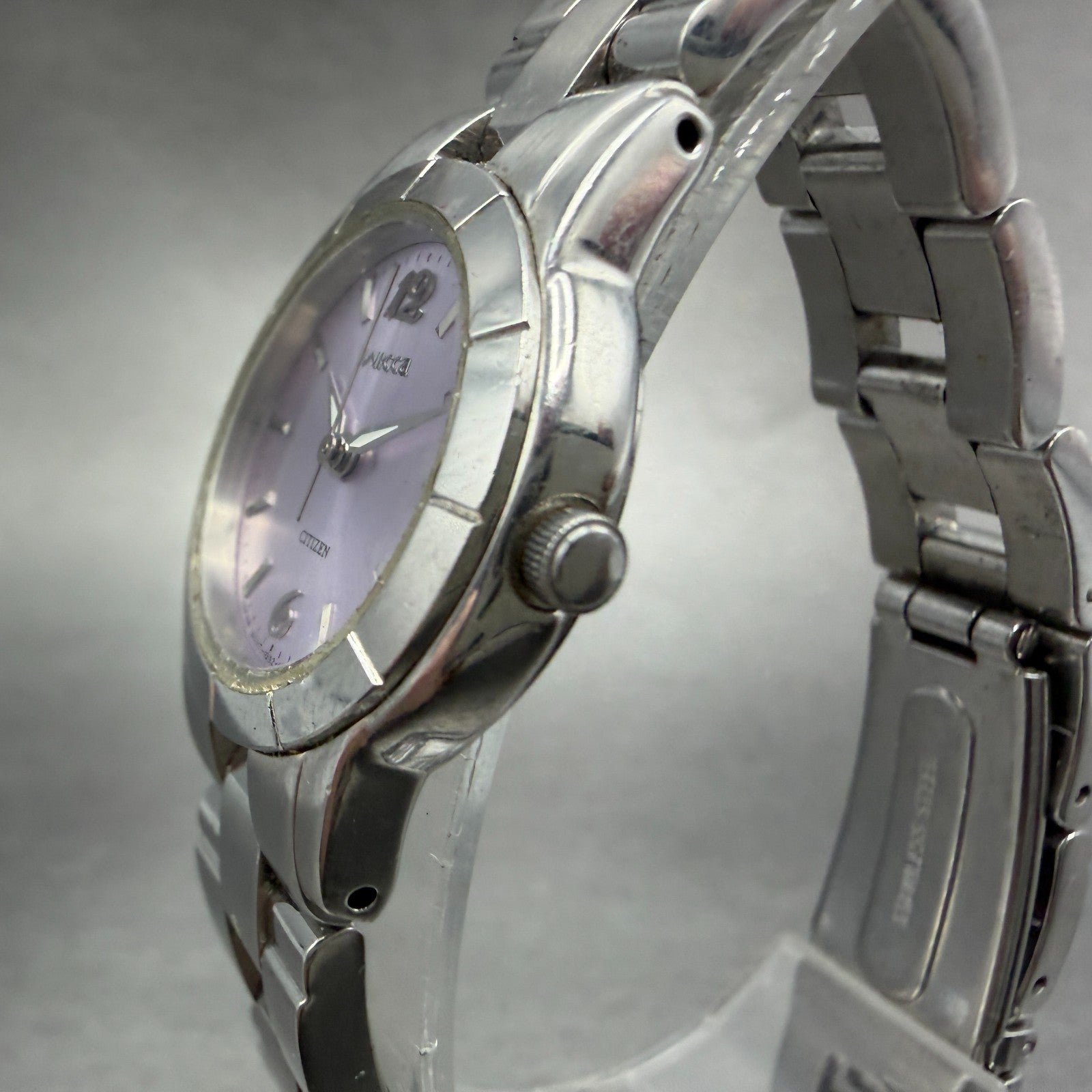 Citizen Wicca Watch Women 24mm Purple Dial Silver Tone 1032-S004951 New Battery2