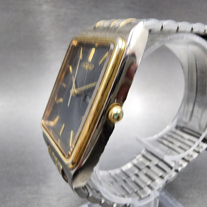 Seiko Tank Watch Men 29mm Gray Dial Two Tone Daydate Rectangle New Battery B123