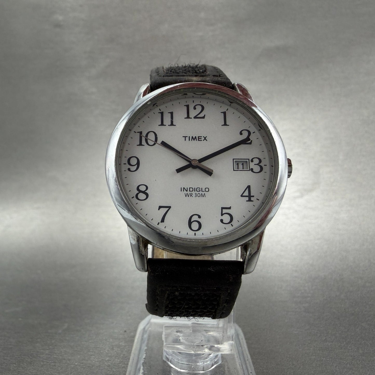 Timex Easy Reader Watch Men 35mm White Dial Silver Tone Round New Battery ABC5