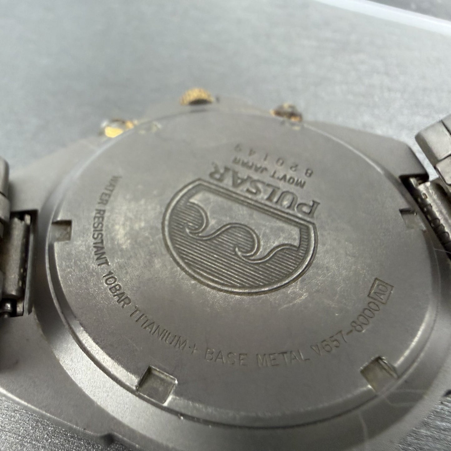 Pulsar Chronograph Watch Men 41mm Blue Dial Titanium Date V657-8000 PARTS10