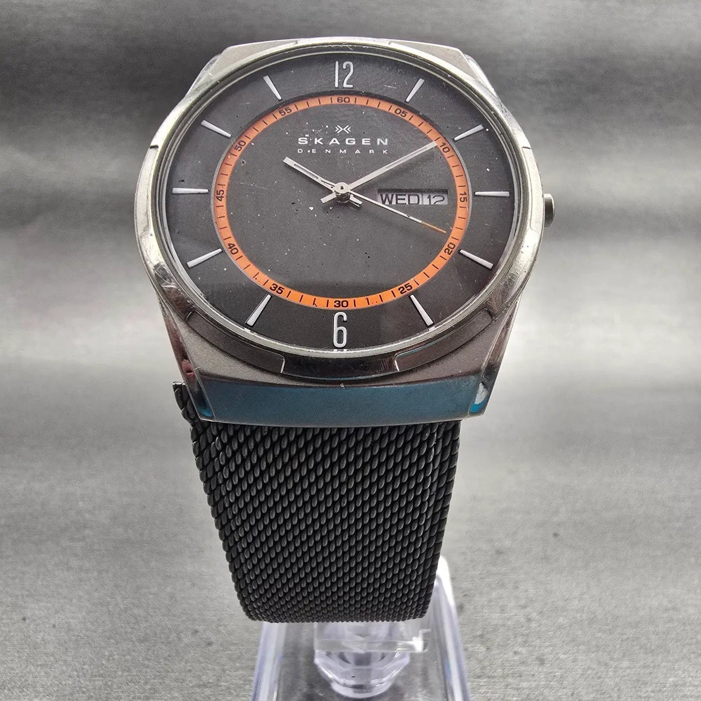 Skagen Melbye Watch Men 40mm Gray Dial Titanium Daydate SKW6007 New Battery5