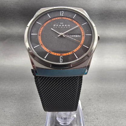 Skagen Melbye Watch Men 40mm Gray Dial Titanium Daydate SKW6007 New Battery5
