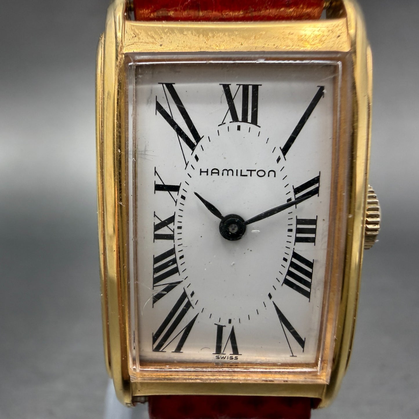 Hamilton Tank Watch Women 18mm White Dial Gold Tone Rectangle 6092 PARTS2