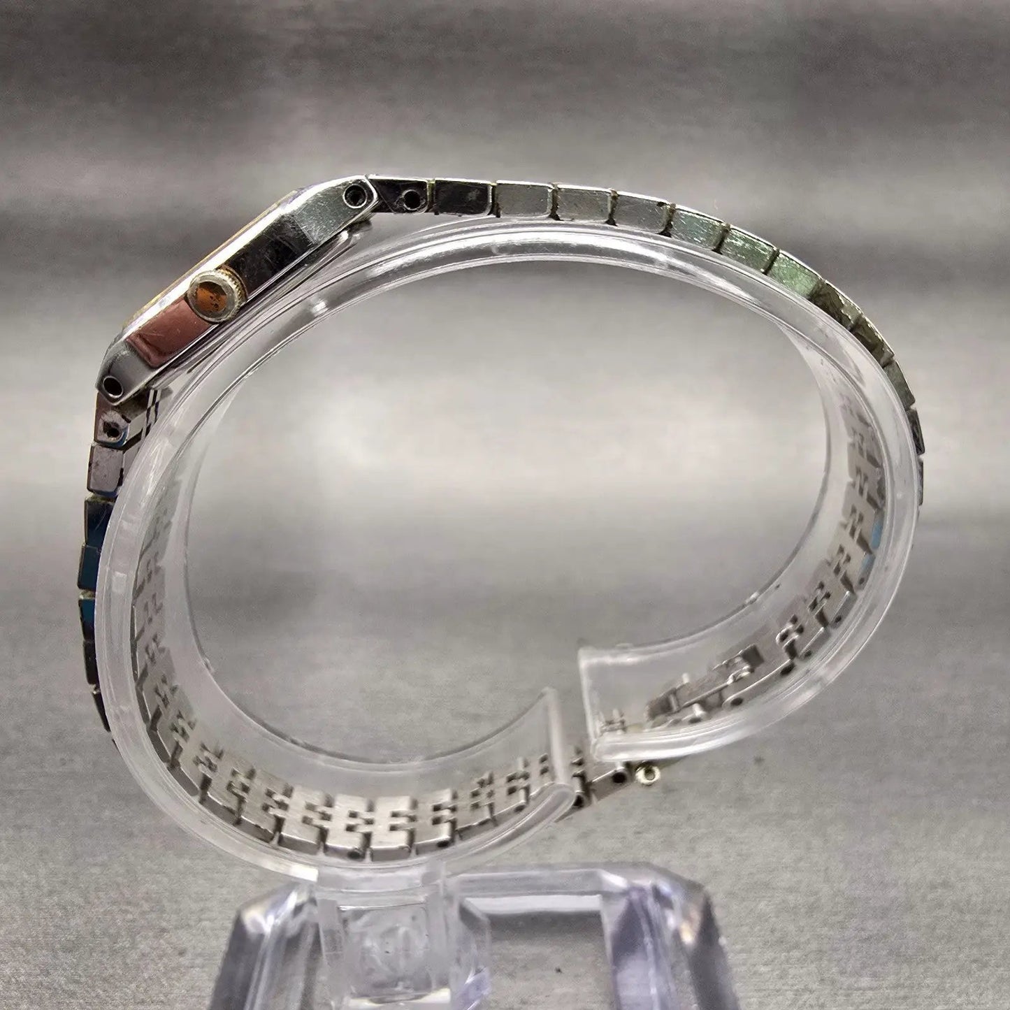 Seiko Watch Women 16mm Silver Dial Two Tone Rectangle 2C20-5209 New Battery6