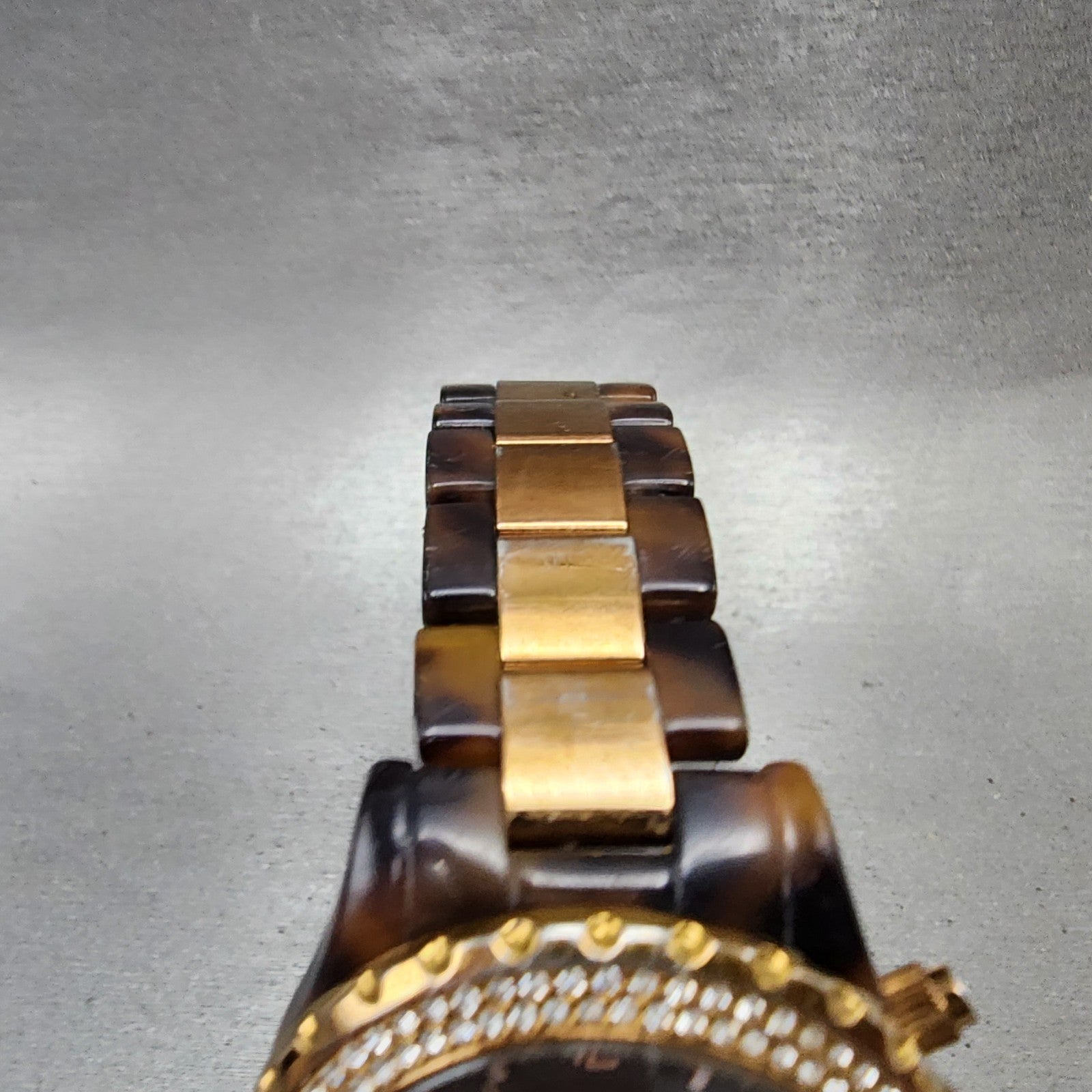 Michael kors Madison Watch Women 42mm Brown Dial Two Tone Date Chrono New Batt4