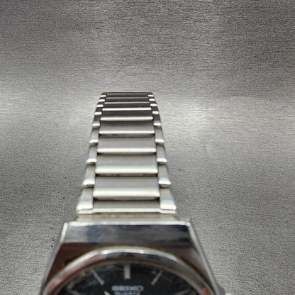 Seiko Silver Wave Watch Men 35mm Black Dial Silver Tone Daydate 64337000 PARTS5